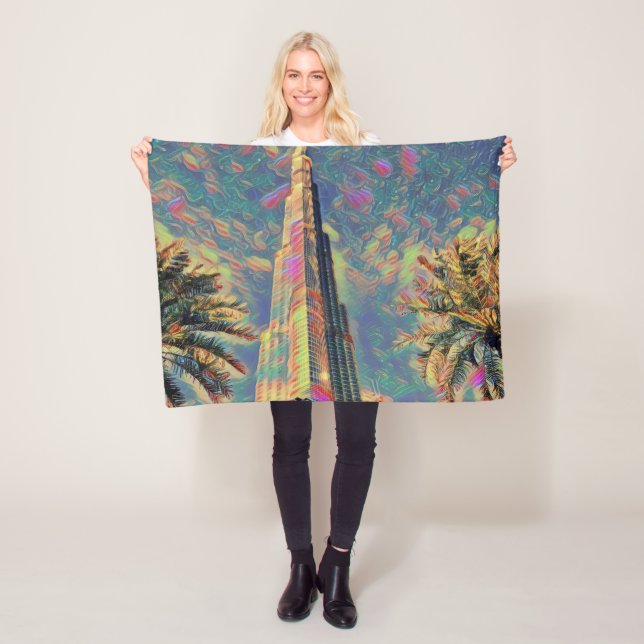 Burj Khalifa-målning Fleecefilt (På plats)