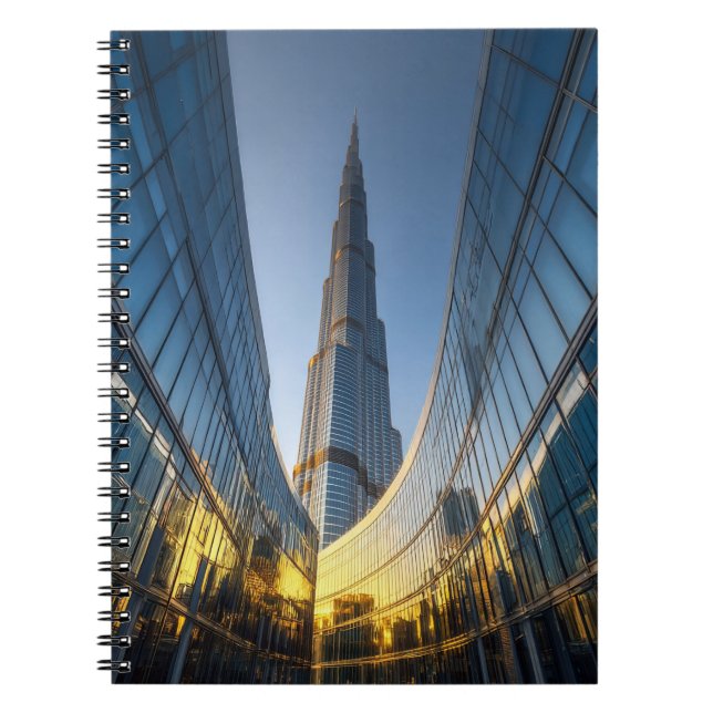 Burj Khalifa Reflection Notebook - Dubai Skyline Anteckningsbok (Framsidan)