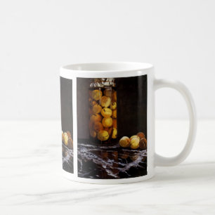 Burk av persikor kaffemugg