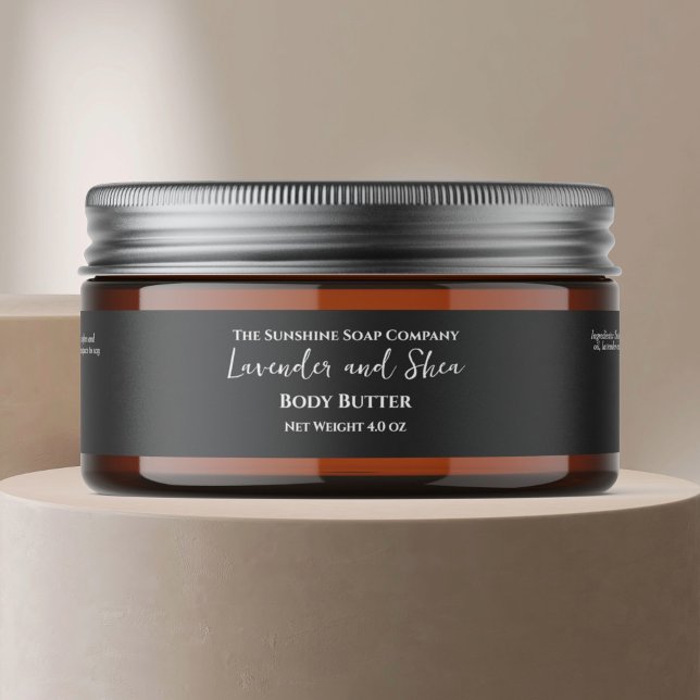 Burk-etikett med minimal Mörk Grått Cosmetics Etikettband (Skapare uppladdad)