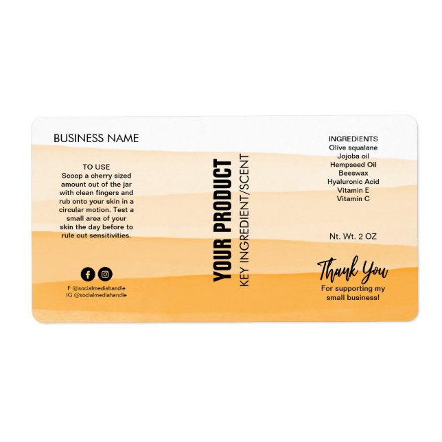 Burk-etiketter för Orange av vattenfärg, brödtext, Fraktsedel (Framsidan)