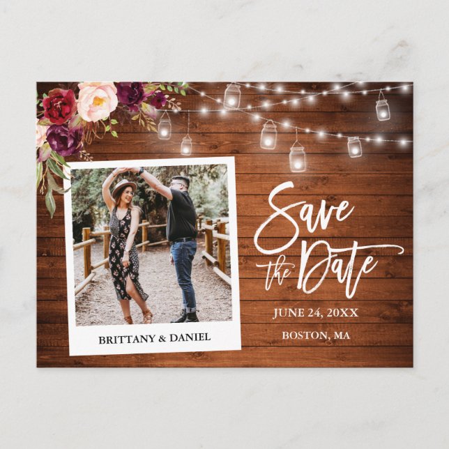 Burk för omedelbar kamera-Blommigt Spara datum för Vykort (Framsida)