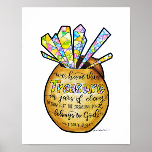 Burk of Clay - Treasure - 2 Cor 4 - Watercolor Art Poster