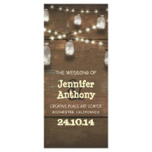 Burk rustiska bröllopsprogram av trä ljus mason