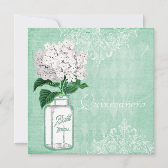 Burk & vanlig hortensia Quinceanera för Mintshabby Inbjudningar (Framsida)