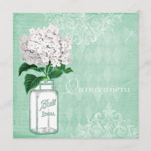 Burk & vanlig hortensia Quinceanera för Mintshabby Inbjudningar