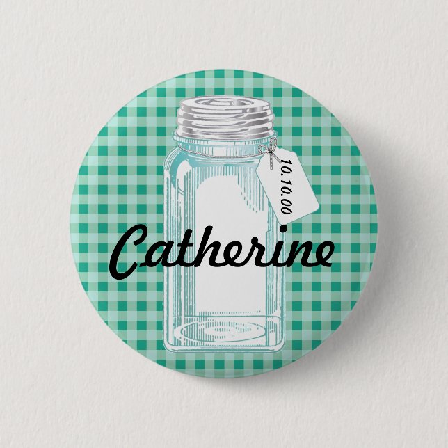 Burkdesign på burk för vintage knapp (Framsida)