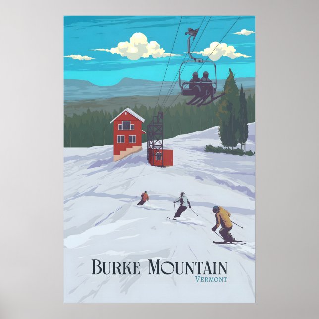Burke Mountain Vermont Skidort Reseskylt Poster (Framsidan)