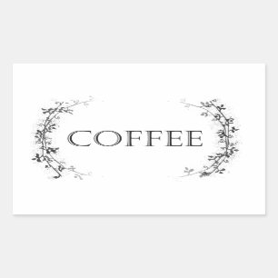 Burken för kaffe för klassikerVinedesignen märk Rektangulärt Klistermärke