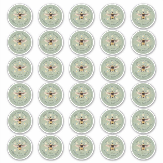 Burkettikett Honungsbi Bigård 5 CM Etiketter (Framsida)