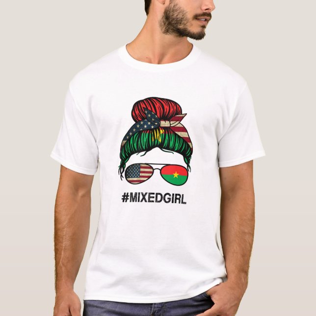 Burkina Faso American Flagga - USA Burkinabe Messy T Shirt (Framsida)