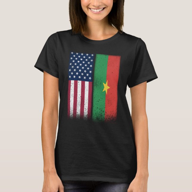 Burkina Faso Burkinabe American Flags Proud USA T Shirt (Framsida)