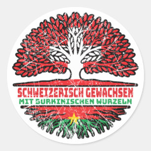 Burkina Faso Burkinisch Schweizer Schweiz Baum Runt Klistermärke