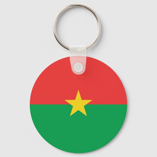 Burkina Faso Fisheye Flagga Keychain Nyckelring (Framsida)