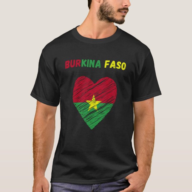 Burkina Faso Flag Holiday Burkina Faso Heart Burki T Shirt (Framsida)