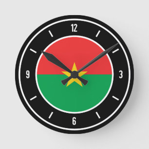 Burkina Faso Flagga Elegant Rund Klocka
