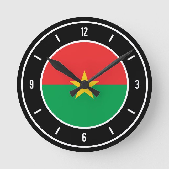 Burkina Faso Flagga Elegant Rund Klocka (Framsida)
