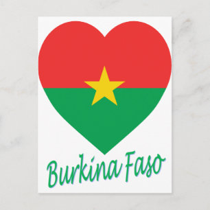 Burkina Faso Flagga Heart Vykort