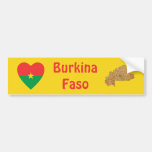 Burkina Faso Flagga Hjärta + Karta Bildäckslapp Bildekal