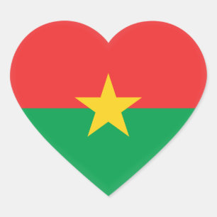 Burkina Faso Flagga Hjärtformat Klistermärke