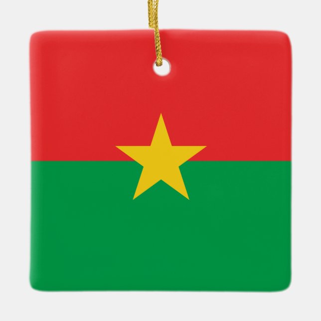 Burkina Faso Flagga Julgransprydnad Keramik (Framsida)