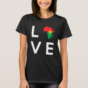 Burkina Faso Flagga Kärlek Afrika Kontinent Silhue T Shirt
