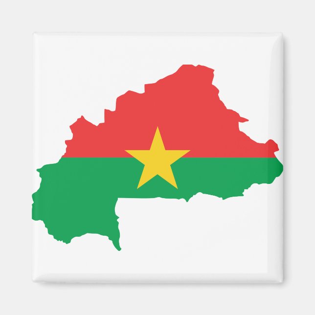 Burkina Faso Flagga karta BF Magnet (Framsidan)