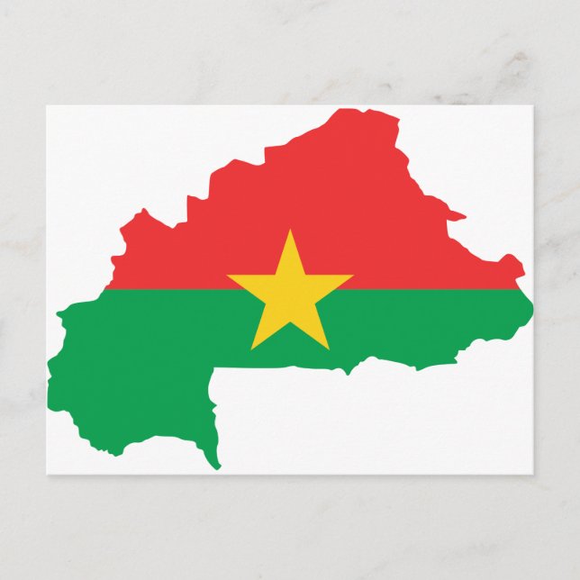 Burkina Faso Flagga karta BF Vykort (Framsida)