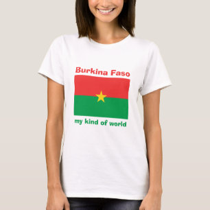 Burkina Faso Flagga + Karta + Text T-Shirt