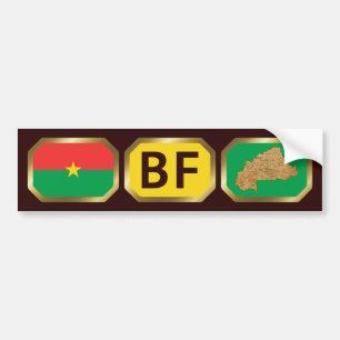 Burkina Faso Flagga Kartkod Klistermärke