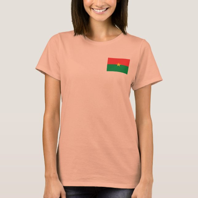 Burkina Faso Flagga + Karttröja Tee (Framsida)