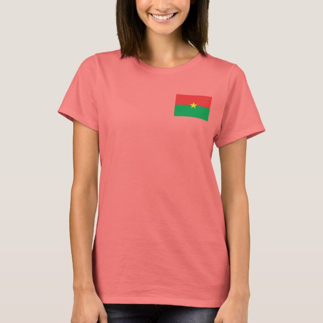 Burkina Faso Flagga och Karta dk T-Shirt (Framsida)
