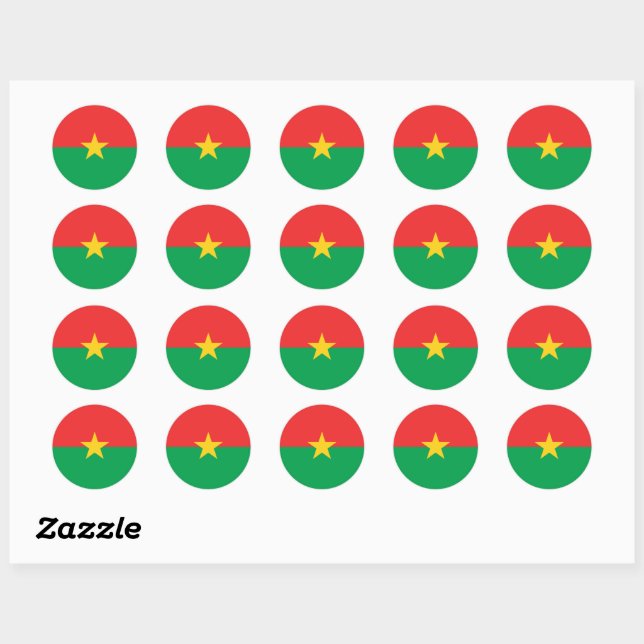 Burkina Faso flagga Sticker Runt Klistermärke (Ark)