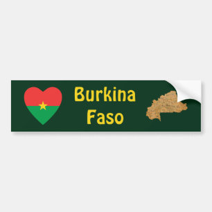 Burkina Faso flaggahjärta + Kartabildekal Bildekal