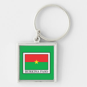 Burkina Faso Fyrkantig Silverfärgad Nyckelring