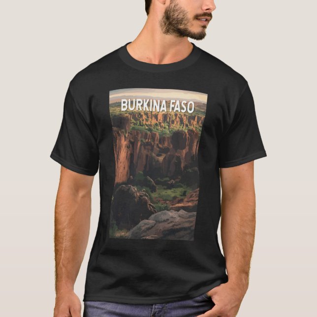 Burkina Faso Illustration Travel Art Vintage T Shirt (Framsida)