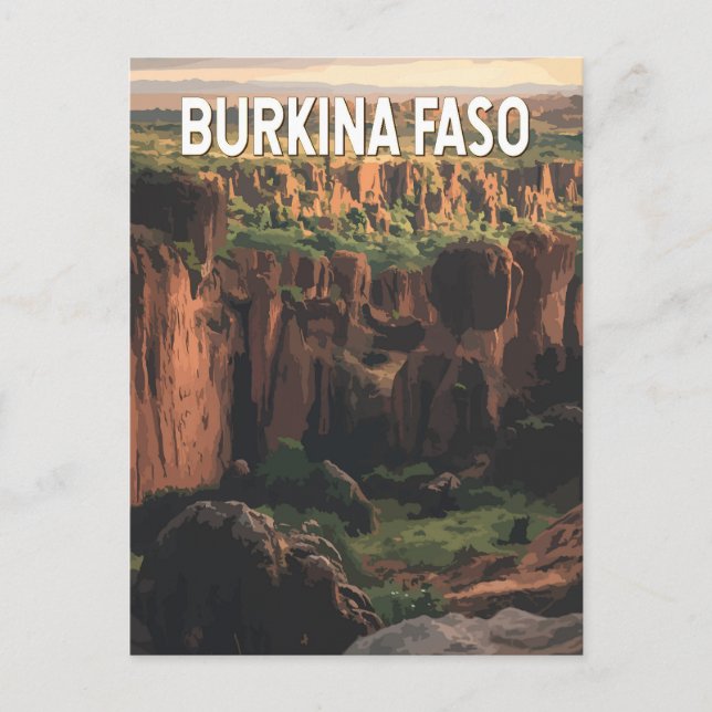 Burkina Faso Illustration Travel Art Vintage Vykort (Framsida)