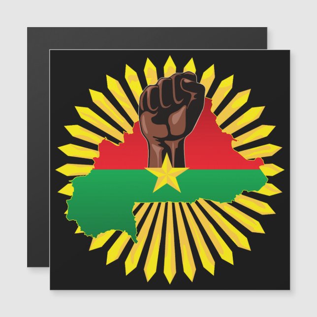 Burkina Faso Karta, Flagga och Revolution Fist (Fram/baksida)