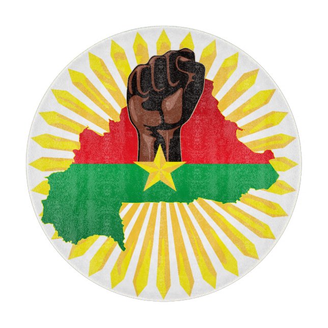 Burkina Faso Karta, Flagga och Revolution Fist (Framsidan)