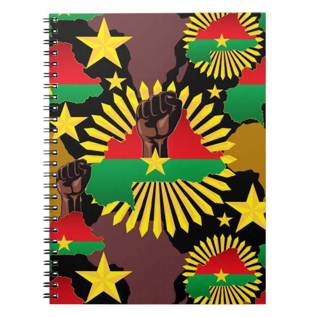Burkina Faso Karta, Flagga och Revolution Fist Anteckningsbok (Framsidan)