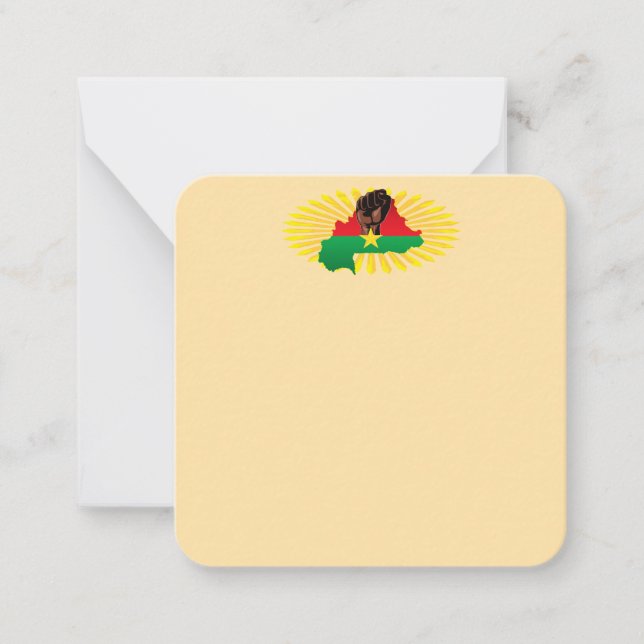 Burkina Faso Karta, Flagga och Revolution Fist Anteckningskort (Framsida)