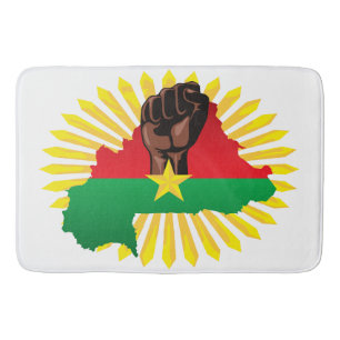 Burkina Faso Karta, Flagga och Revolution Fist Badrumsmatta