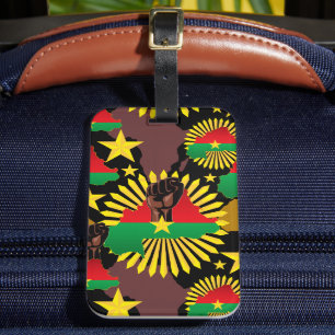 Burkina Faso Karta, Flagga och Revolution Fist Bagagebricka