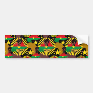 Burkina Faso Karta, Flagga och Revolution Fist Bildekal