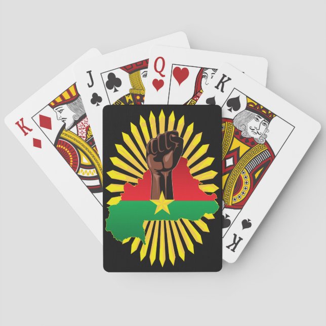 Burkina Faso Karta, Flagga och Revolution Fist Casinokort (Baksidan)