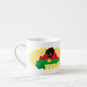 Burkina Faso Karta, Flagga och Revolution Fist Espressomugg