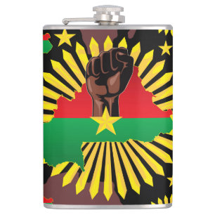 Burkina Faso Karta, Flagga och Revolution Fist Fickplunta