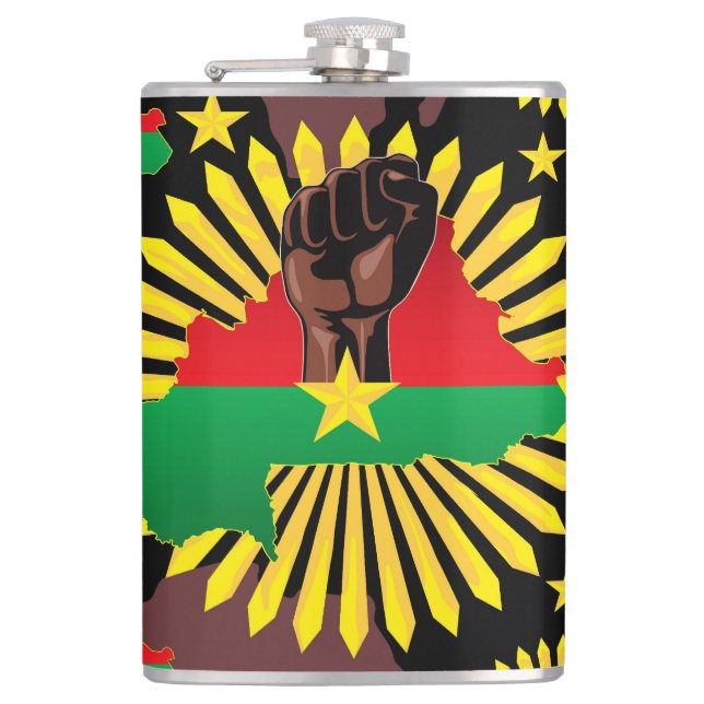 Burkina Faso Karta, Flagga och Revolution Fist Fickplunta (Framsidan)