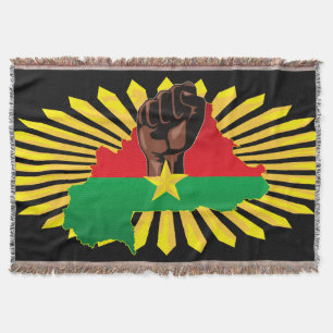 Burkina Faso Karta, Flagga och Revolution Fist Filt
