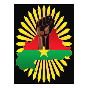 Burkina Faso Karta, Flagga och Revolution Fist Fototryck